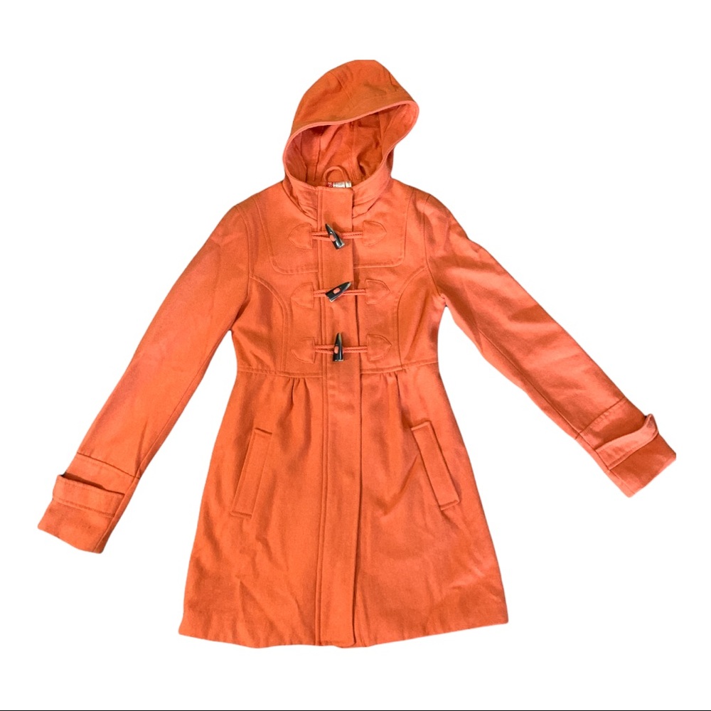 H&M Divided Wool Orange Retro Paddington Style Pea Jacket